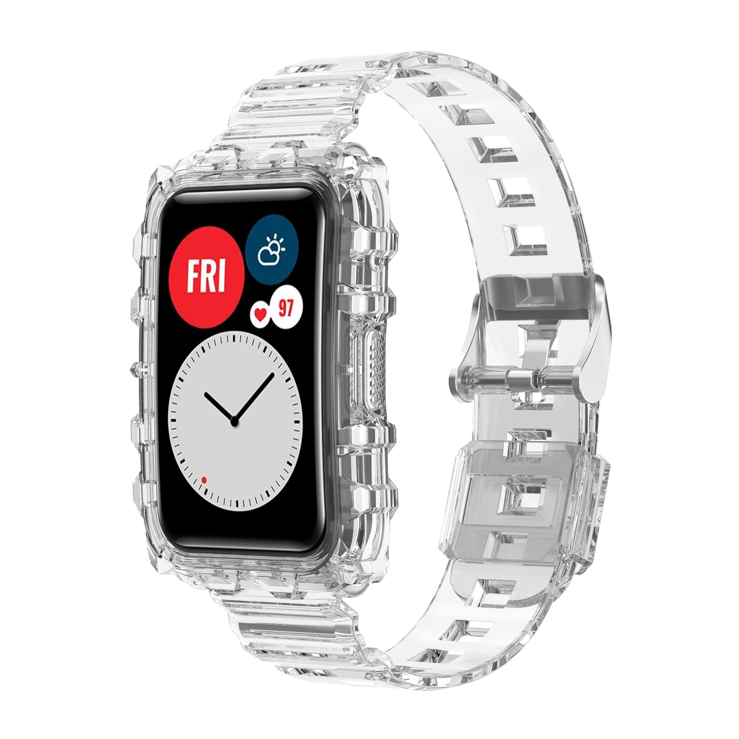 Transparent TPU Integrated Smart Watch Band Wrist Strap Frame for Huawei Watch Fit Fit 2 Fit New One Size Transparent TPU Integrated Smart Watch Band Wrist Strap Frame for Huawei Watch Fit Fit 2 Fit New One Size